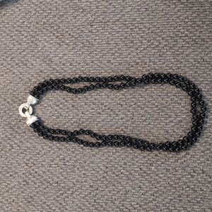Black double strand bead necklace